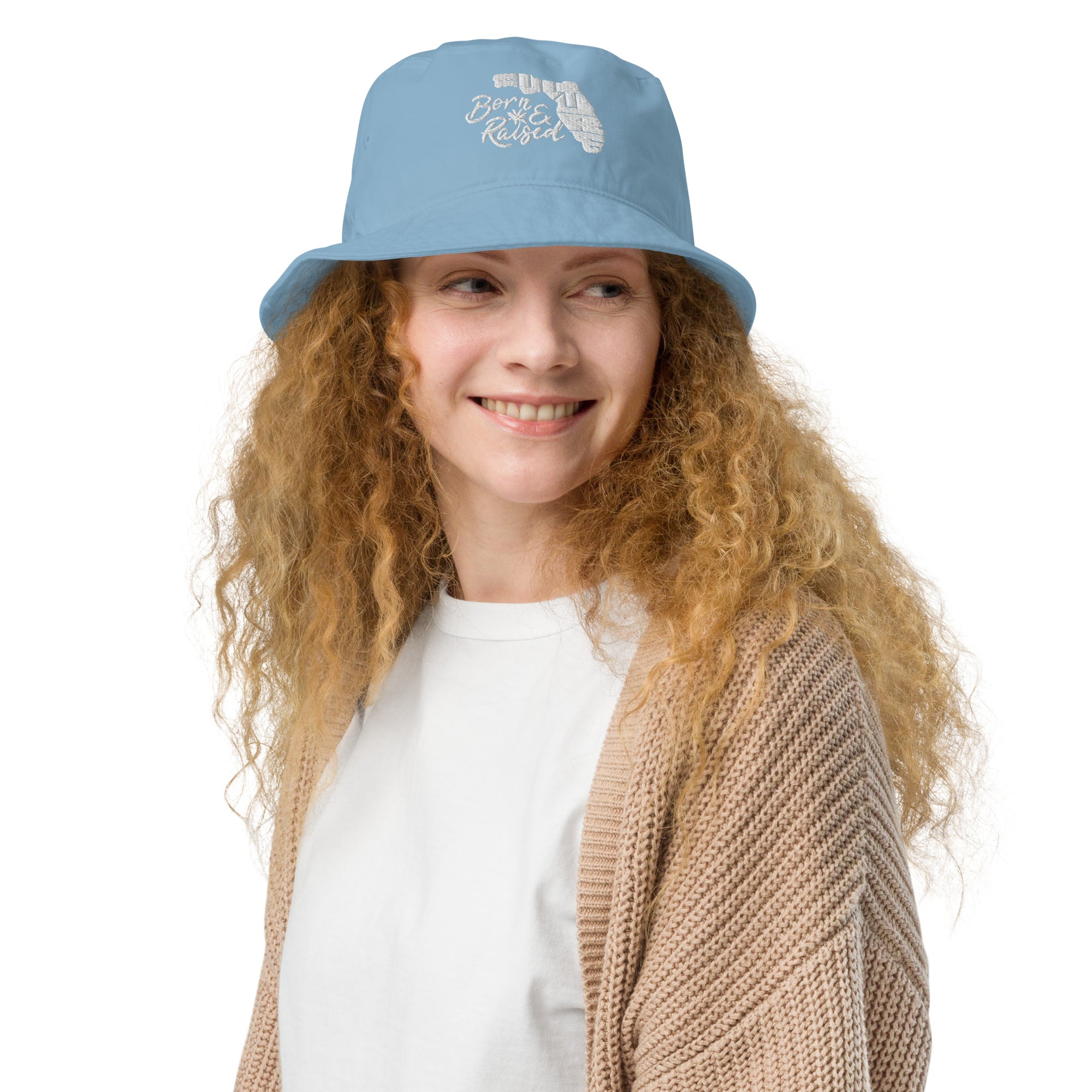 Born & Raised Bucket Hat (white)